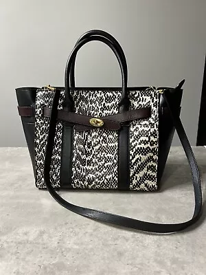 Mulberry Zipper Bayswater Animal Skin And Black Brown Leather Crossbody Handbag • $599.99