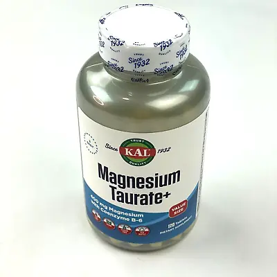 KAL Magnesium Taurate + 400 MG (120 Tablets)  Coenzyme Vitamin B-6 Vegan 01/2027 • $12.97