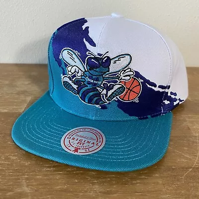 Mitchell & Ness Charlotte Hornets Paintbrush Adjustable Snapback Hat Cap • $27