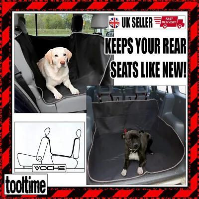VOCHE BLACK GREY 2in1 WATERPROOF CAR BACK REAR SEAT PROTECTOR BOOT MAT PET COVER • £5.70