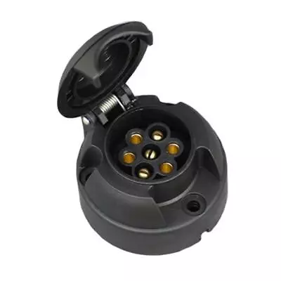 7 Pin N Type Towing Electric Socket - Black - Caravan / Trailer • £6.89