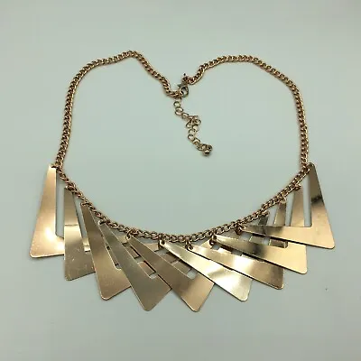 Bib Necklace Rose Gold Tone  V  Shaped Collar Length Retro Festival Party Boho • £12