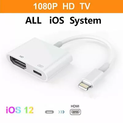 1080P White HDMI Digital AV TV Adapter Cable For Apple IPad IPhone 6 7 8 Plus X • $8.99