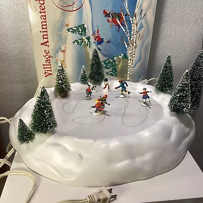 Vintage Department 56 Village Animated Skating Pond Christmas WORKS Complete • $59.99