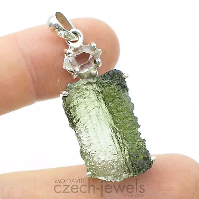 7.48g Moldavite + Herkimer Diamond Genuine In Silver Prongs .925 Pendant #VS39 • $219