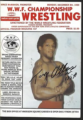 TC317  Mr. USA Tony Atlas   Signed Wrestling Magazine Program W/COA *BONUS* • £32.17