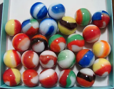 25 Marbles Vintage Marble King Rainbow Line Old Toys Wonderful #3 • $14.99