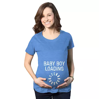 Maternity Baby Boy Loading Funny Nerdy Pregnancy Announcement T Shirt • $9.50