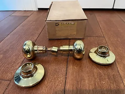 VintageMid Century 1960's Russwin Mortise Door Knob Set Polished Brass NOS • $95