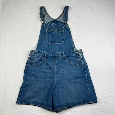 Levis Bib Short Overall Womens Large Denim Orange Tag Pockets Y2K 90s Shortalls • $35.99