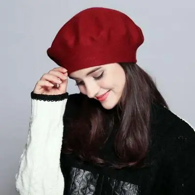 Women Vintage French Style Beret Hat Soft Wool Warm Cap Beanie Winter Autumn • $7.79
