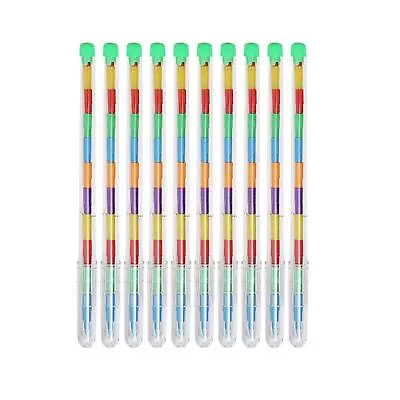 10 Pieces Stackable Colouring Pencils Smooth Stacking Crayons For Toddlers • £6.19