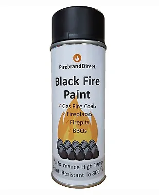 Black Fire Paint.  Coals Fireplaces Fire Pits BBQs. 400ml 800c Free Postage • £11.99