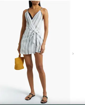 VIX PAULA HERMANNY Yola Gilda Wrap-effect Cotton-blend Jacquard Mini Dress Sz. M • $39