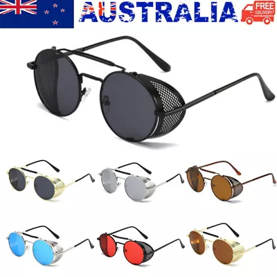 $13.96 • Buy Retro Round Metal Sunglasses Steampunk Men Women Glasses Shades UV Protection