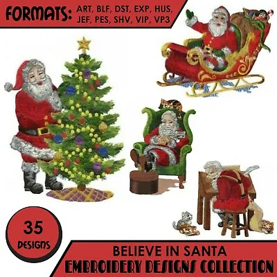Believe In Santa Machine Embroidery Designs Collection On CD Or USB CHRISTMAS • £8.99