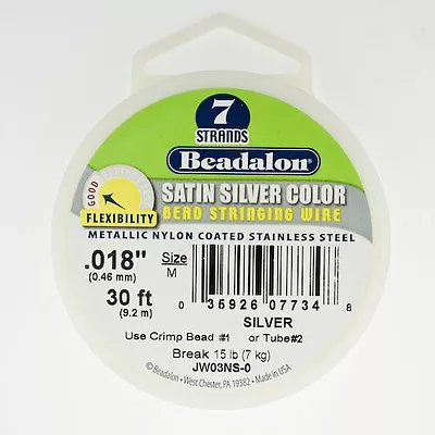 Beadalon Satin Silver 7 Strand .018  30' Foot Spool Stringing Wire Colored Wire • $7.50