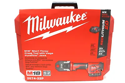 Milwaukee Tool 2674-22P M18 Short Throw Press Tool Kit W/ Viega Pureflow Jaws #5 • $699.99