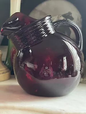 Vintage Ruby Red Glass Pitcher • $39.95