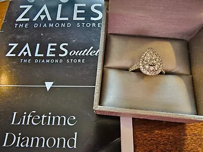 $2557.50 • Buy Zales Celebration Halo Pear Diamond Engagement Ring  1.25 Ct 1 1/4 Certified Rec