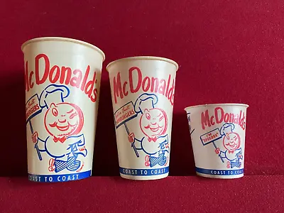 1950's McDonald's  Un-Used  SPEEDEE Logo (3) Paper Cups (Scarce / Vintage) • $150