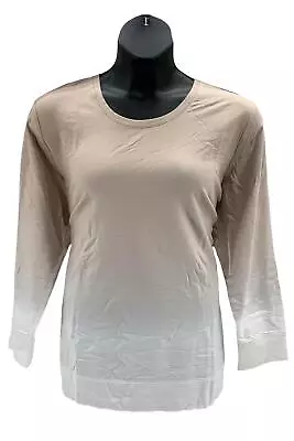 $19.99 • Buy Denim & Co. French Terry Dip Dye Long-Sleeve Tunic Pale Taupe