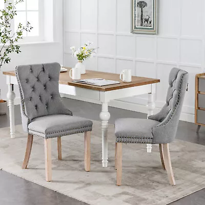 Modern Dining Chair Set Tufted Kitchen High Back Upholstered Room W/ Wood Leg • $297.99