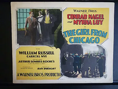 1927 Girl From Chicago - Myrna Loy - Rare Title Card - Silent Era Crime Story • $800