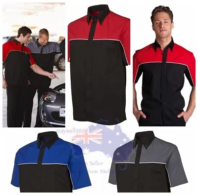 Mens Moto Shirt Mechanic Auto Club Top Work Shop Short Sleeve Adults 4M • $49.99
