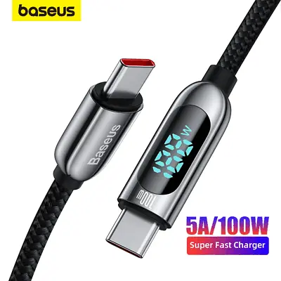Baseus PD100W Type C To USB C 5A Fast Charger Cable For Samsung Macbook OnePlus • £9.99