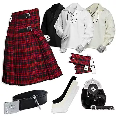 Macdonald Tartan Kilt Set - 08 Pieces Kilt Accessories For Men Scottish Outfit • $129.99