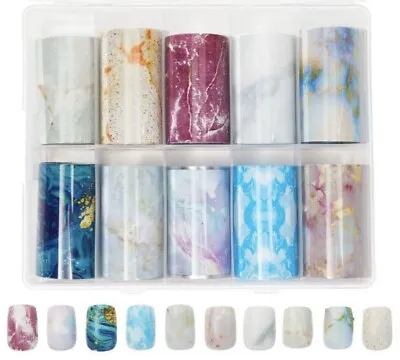 Glamlily Marble Nail Art Foil Transfer Wraps 30 Rolls Clear Cases +Instruct. NEW • $10.50