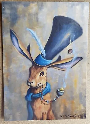 PRINT~Steampunk~~HARE~~rabbit~~Whimsical~ART~5  X 7 ~Tophat~~Surreal~pipe • $6