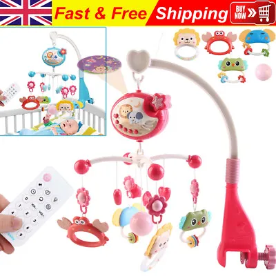 Musical Mobile Crib Bed Bell Cot Music Box Baby Rattles Toy Stars Dreams Light • £16.26