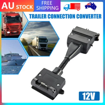 $14.70 • Buy 12 Pin Flat Male Plug To 7 Pin Female Socket Trailer Adaptor Caravan Connector