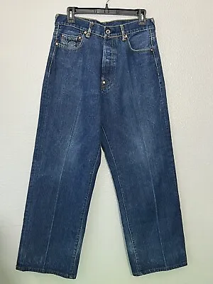 RMC Jeans Martin Ksohoh Lot 1002 Wide Leg Embroidery Red Monkey Co Size 32 X 28 • $69.99