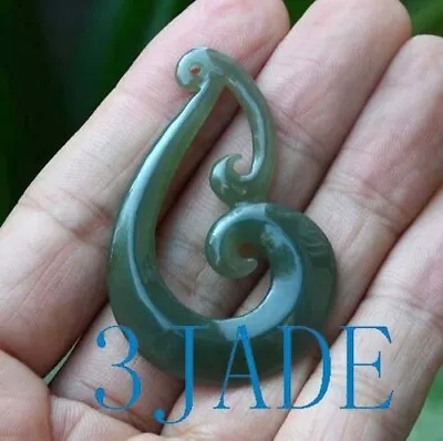 2  Natural Nephrite Jade Koru Pendant New Zealand Maori Design Necklace Carving • $12.77