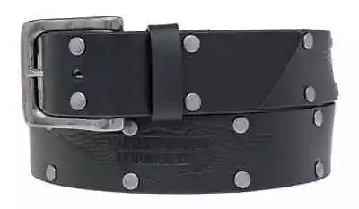 Harley-Davidson Men's Speed Bump Belt Studded Black Leather Belt HDMBT11033-BLK • $29.95