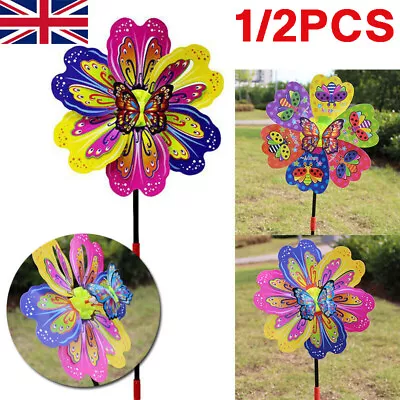 1/2X Butterfly Flower Windmill Colourful Wind Spinner Garden Yard Decor Kids Toy • £3.95