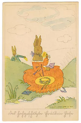 Postcard Original Mela Koehler Illustration Rabbits • $75
