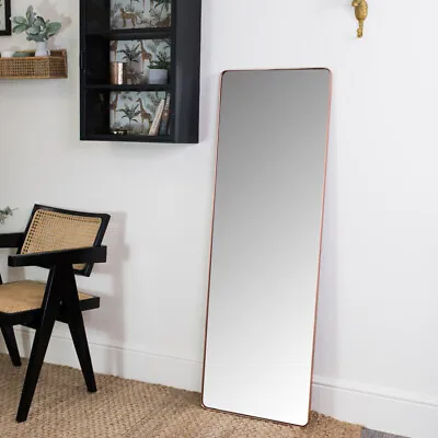 Tall Copper Wall Floor Leaner Mirror Vintage Shabby Chic Home Decor Bedroom • £57.95