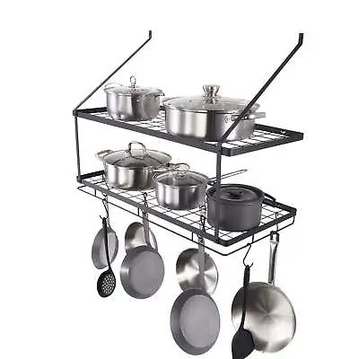 Pot Rack Wall Mounted 30in Pot And Pan Hanging Rack With 12 S Hooks 55 Lbs • $32.47