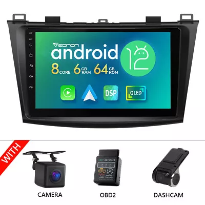 CAM+DVR+OBD+For Mazda 3 2010-2013 Android 12 6+64 9  Car Stereo Radio GPS No DVD • $358.71