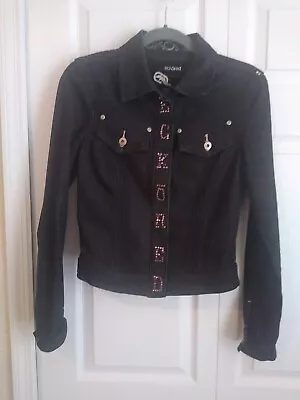 Ecko Red Size XS Rhinestone Embellished Black Denim Jacket • $20.99