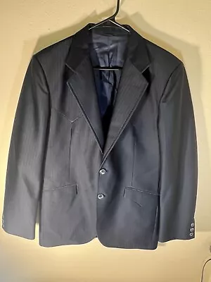 Circle S Blazer Mens 40R Blue Ranch Western Wear Button Front Sport Coat Jacket • $35