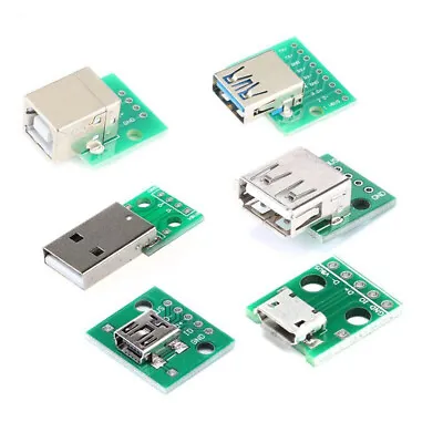 USB Micro MINI Female Socket Breakout Board 2.54mm Pitch Adapter Connector DIP • £1.19