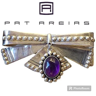 Vintage Rare Pat Areias Sterling Silver Amethyst Bow Belt Buckle  • $395