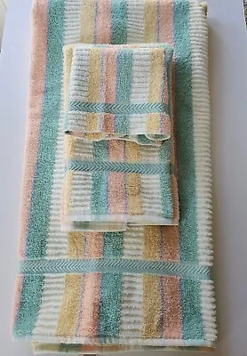 Vintage Cannon Striped Bath Towel  Hand & Wash  3 Pieces New • $29.99