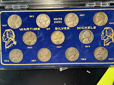 NICE SET Of All 11 JEFFERSON SILVER WAR NICKELS In Display Holder..with LOW Ship • $10.50