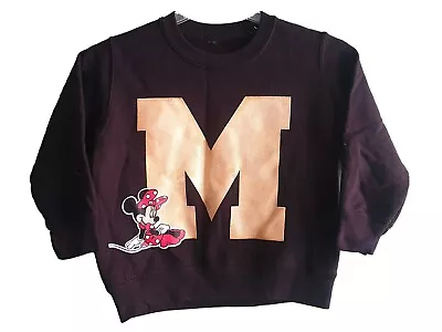 NEW EX STORE GIRLS MINNIE MOUSE SWEATSHIRT JUMPER BLACK / GOLD Age 4-5 11-12 Yrs • £7.99